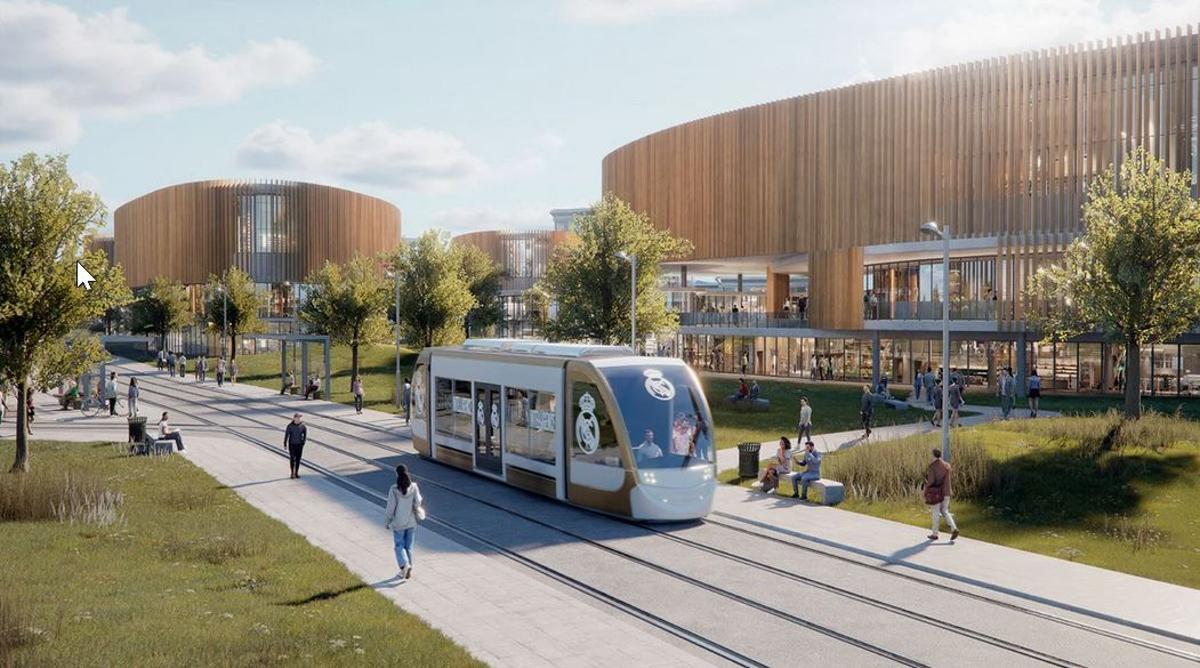 Digital recreation of the future Madrid Innovation Distict that Immpulsa the Real Madrid in Valdebebas.