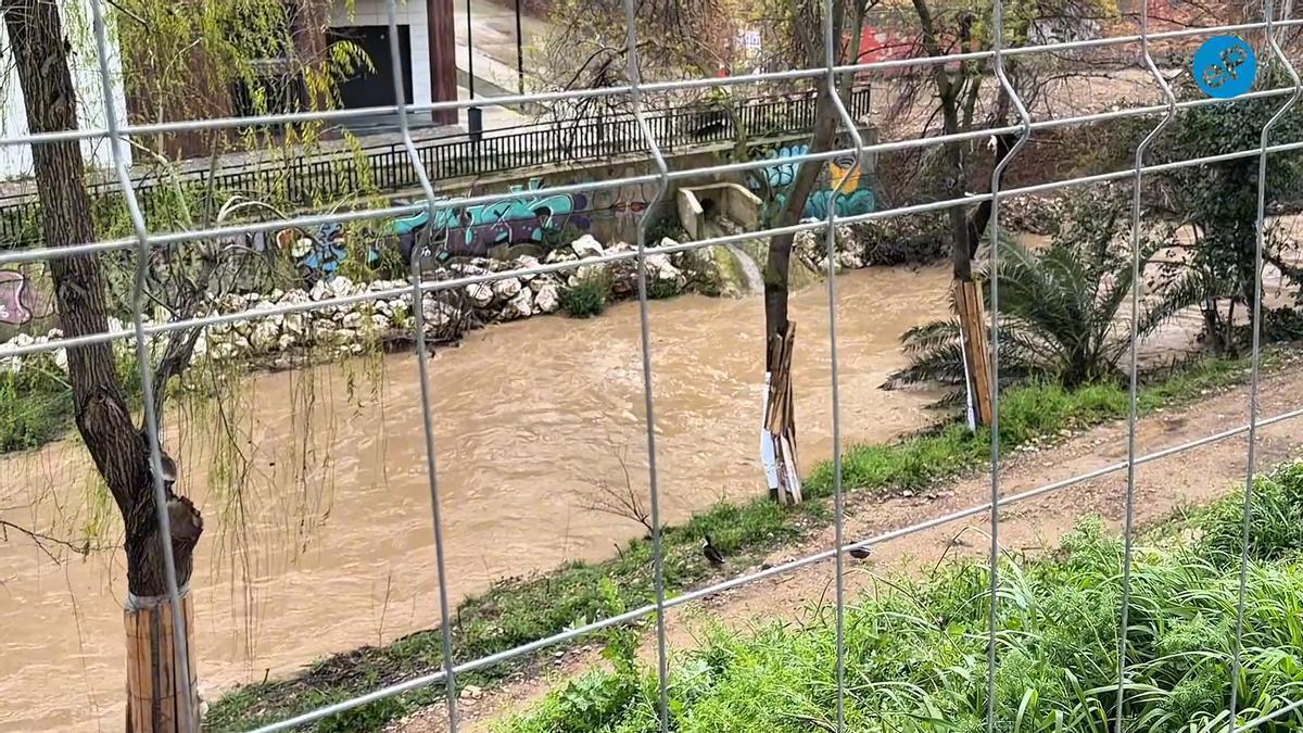 Así está el río Huerva a su paso por Zaragoza tras las últimas lluvias