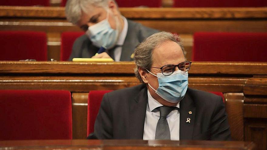 El president, Quim Torra, en el ple monogràfic del dia 7 d&#039;agost.