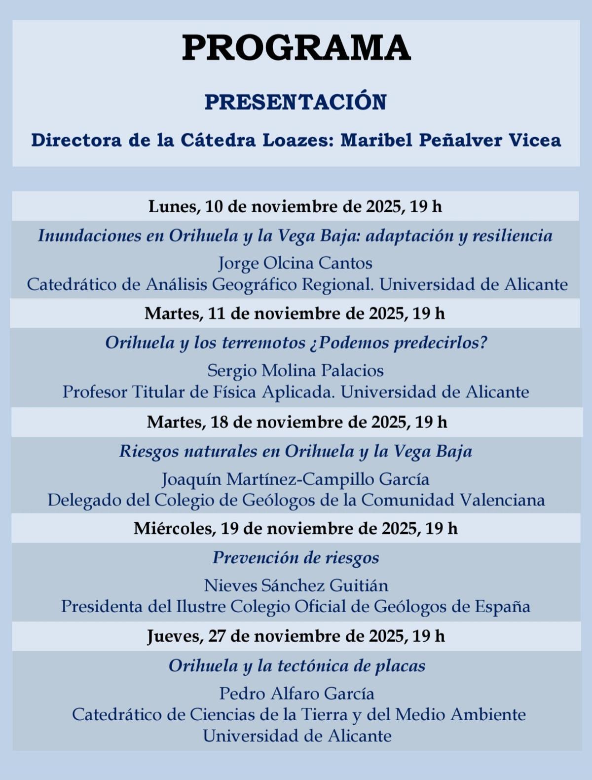 Programa del ciclo de conferencias