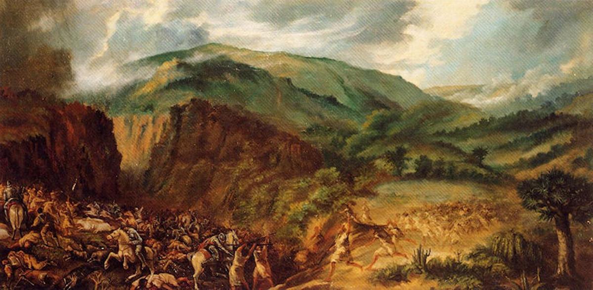 'La batalla de Acentejo', óleo sobre lienzo de Gumersindo Robayna, Museo Municipal de Bellas Artes de Santa Cruz de Tenerife.
