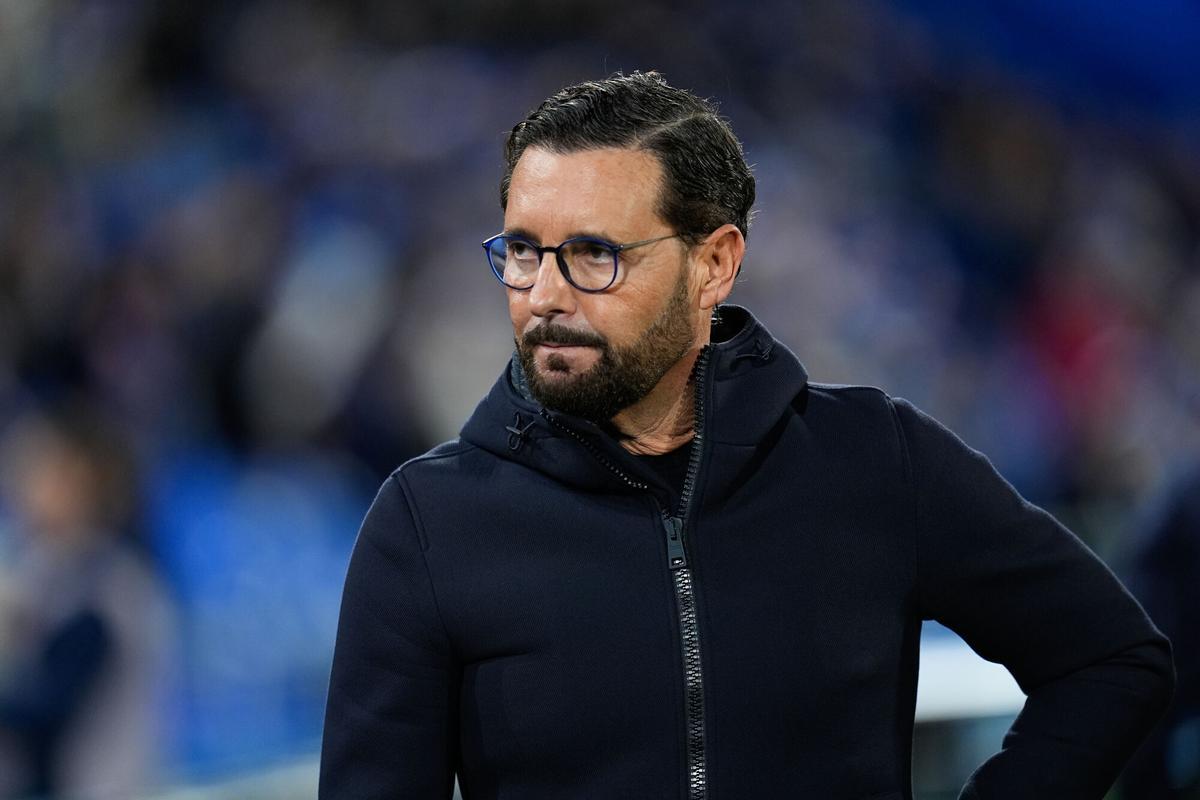 José Bordalás, técnico azulón, en el partido de Liga en el Coliseum entre el Getafe y el Espanyol