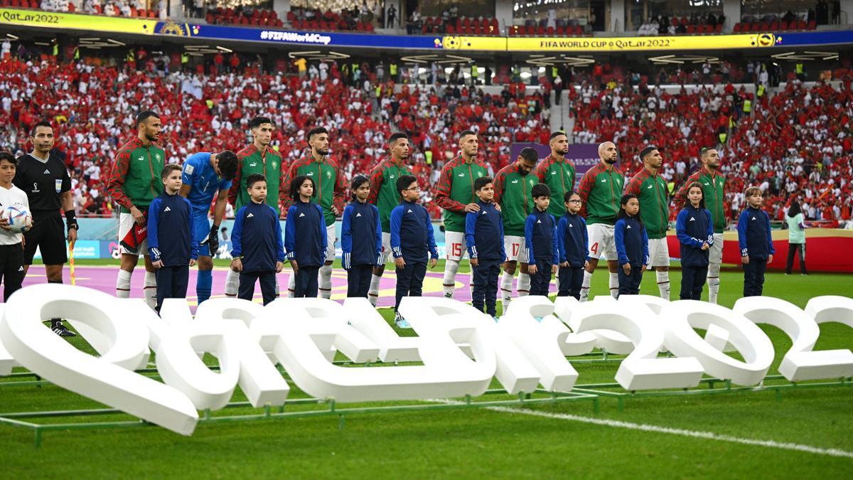 Selección de Marruecos durante el himno