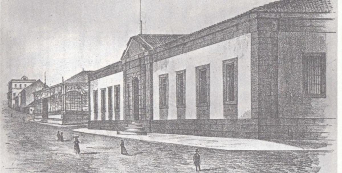 El instituto en su primera época, cuando era de una sola planta.