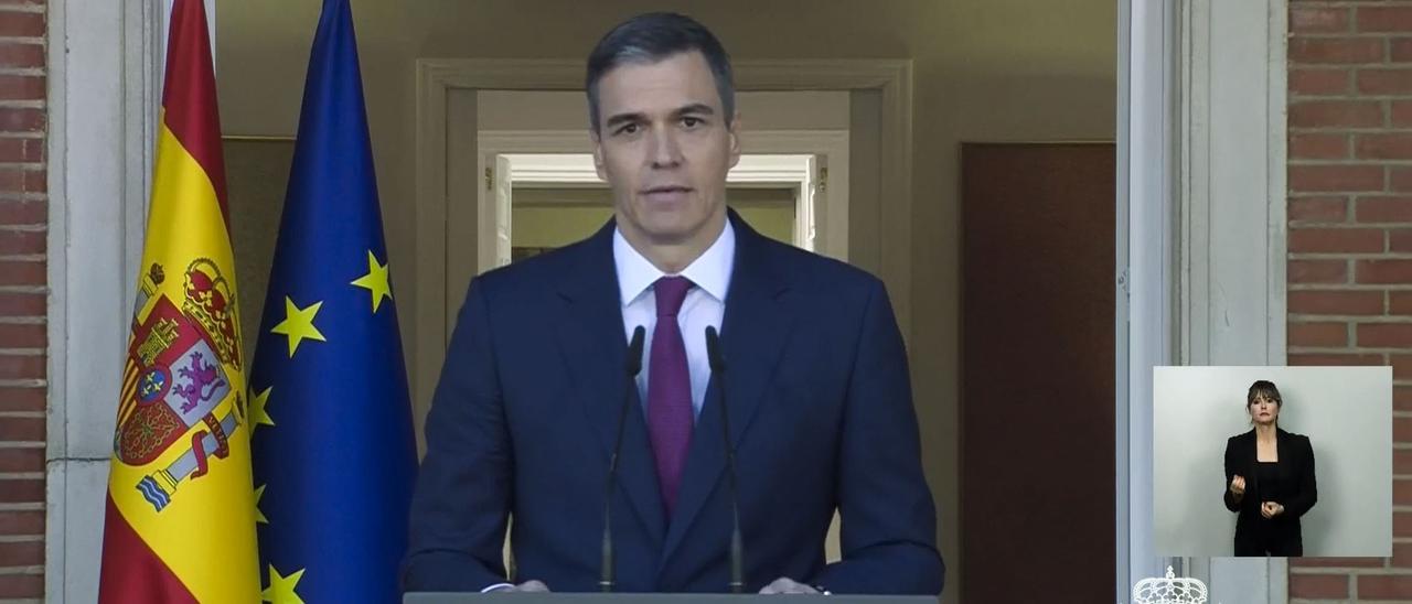 Pedro Sánchez: "He decidido seguir al frente de la Presidencia del Gobierno de España"