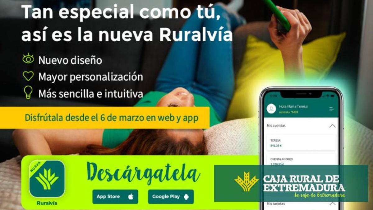 Caja Rural de Extremadura cuenta con la aplicación Ruralvía para dar servicio a todos sus clientes de forma ágil y segura desde pc y móviles