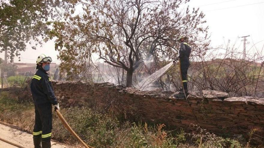 Los bomberos terminan de sofocar el incendio de Palacios del Pan.