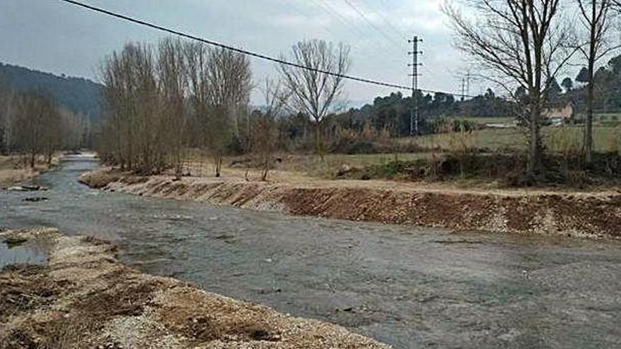 Tram del Cardener on s&#039;ha intervingut a la zona de Can Flautes, entre els termes de Navàs i Cardona