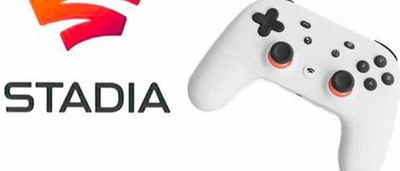 El logotipo de Stadia y un mando de videojuegos.