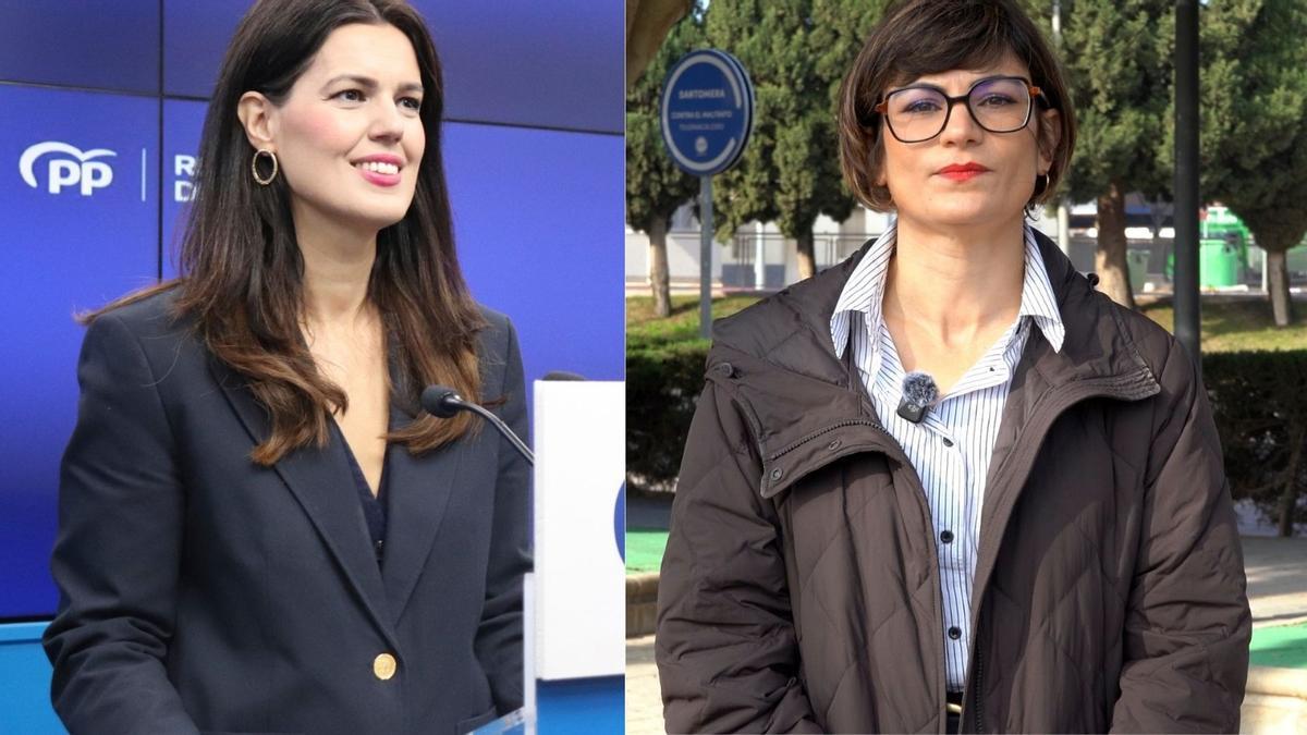 La portavoz del PPRM, Miriam Guardiola (i), y la senadora del PSRM Inma Sánchez.