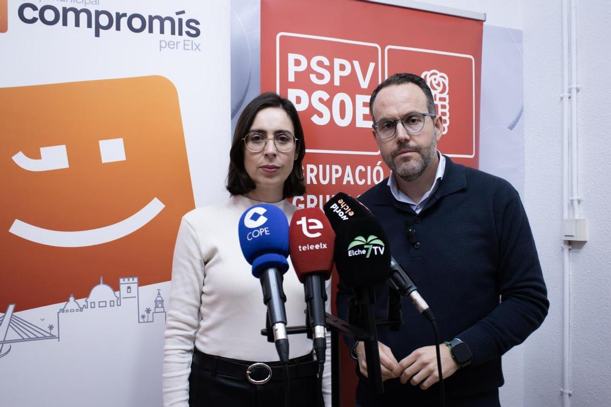 Los portavoces de Compromís y PSOE, Esther Díez y Héctor Díez, respectivamente, este miércoles.