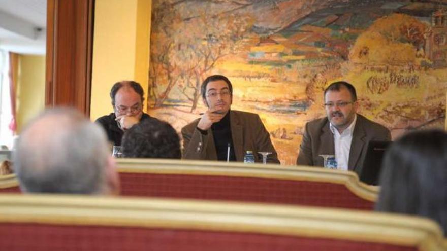 Rubén Afonso, Pablo No y Fernando Souto, ayer, en el hotel Riazor. / 13fotos