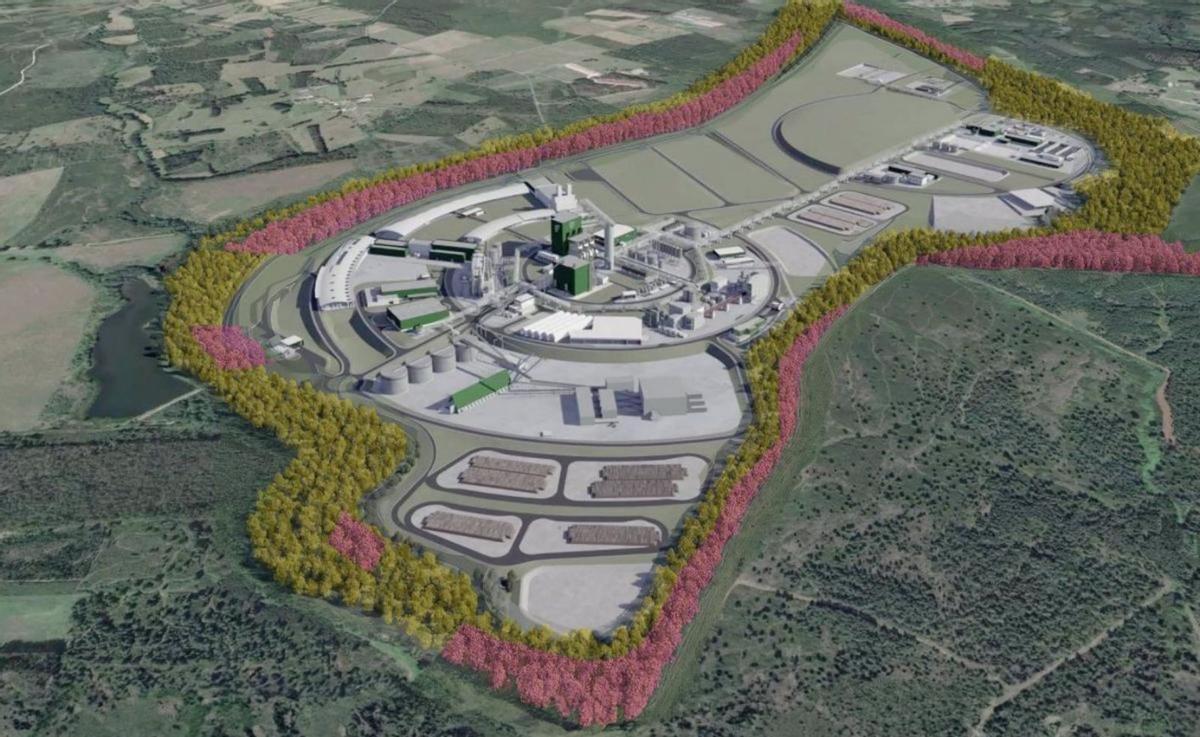 Infografía que recrea el proyecto de Altri en Palas de Rei.