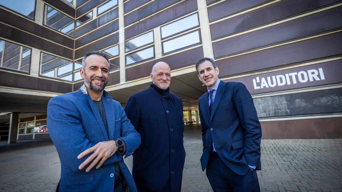 Robert Brufau, Valentí Oviedo y Joan Oller, responsables del Auditori, el Liceu y el Palau de la Música Catalana.