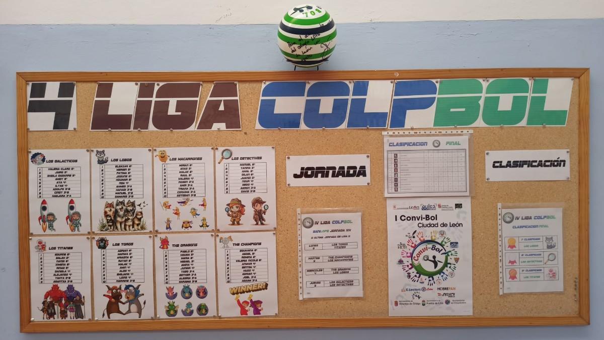 El tablero de la liga de colpbol del CEIP Lope de Vega