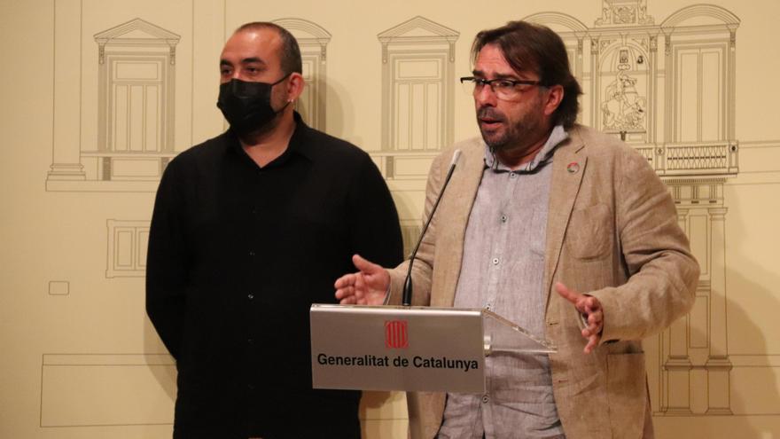 Els secretaris generals d&#039;UGT i CCOO, Camil Ros i Javier Pacheco