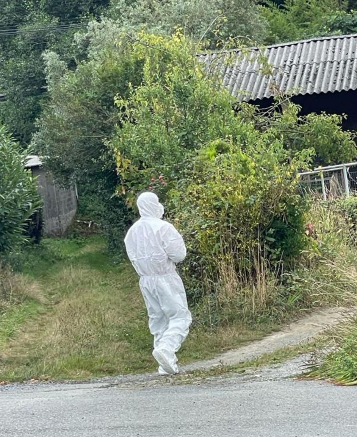 Un agente del Seprona durante la inspección de la finca de Oza. |   // L.O.