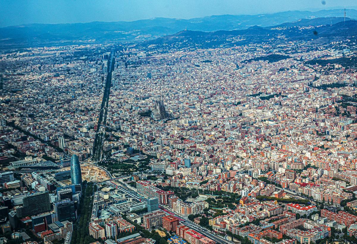 Las obras en Glòries, desde el aire