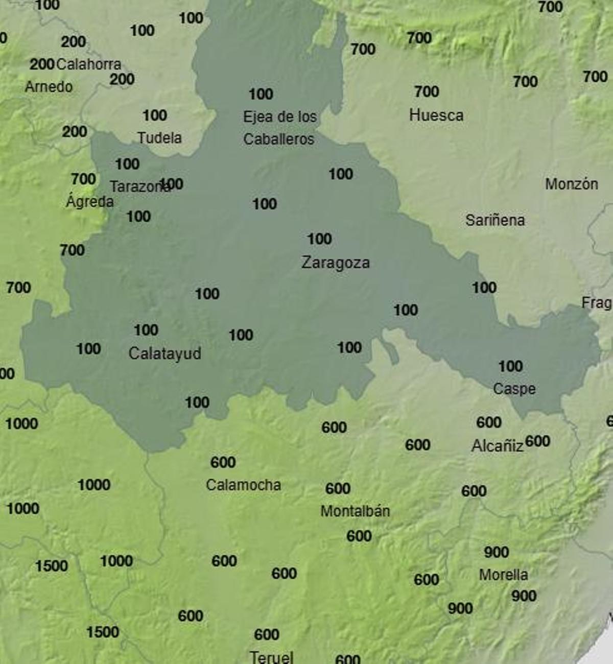 Cota de nieve el domingo 4 de enero entre las 18 y las 00 horas