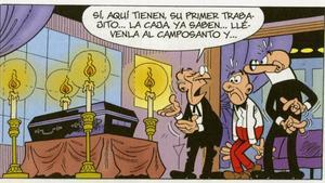 Viñeta de ’Sueldecitos más bien bajitos’, el nuevo álbum de Mortadelo y Filemón de Francisco Ibáñez.