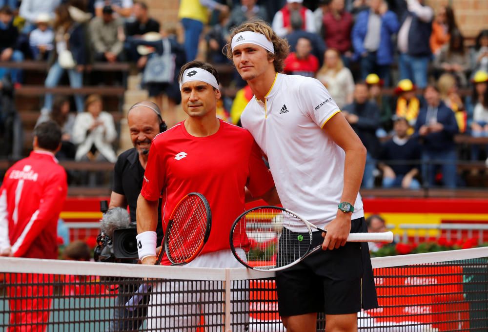 Primer partido de la Copa Davis en València entre Ferrer y Zverev.