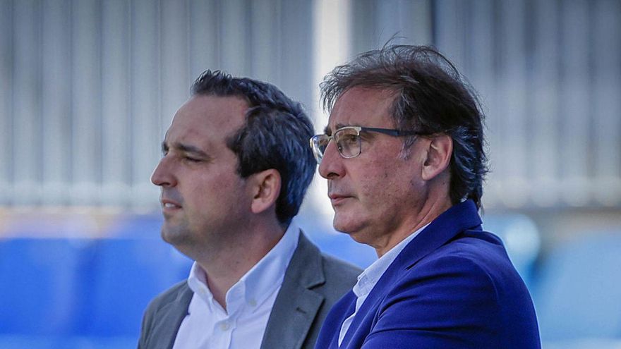 Loren Juarros y Kike Pérez, durante un entrenamiento del equipo en La Rosaleda