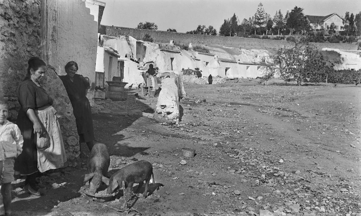 Casas cueva de El Palo en noviembre de ¡1954