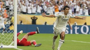 Real Madrids Gonzalo Garcia celebrates after scoring during the Club World Cup round of 16 soccer match between Real Madrid and Juventus in Miami Gardens, Fla., Tuesday, July 1, 2025. (AP Photo/Rebecca Blackwell). EDITORIAL USE ONLY/ONLY ITALY AND SPAIN