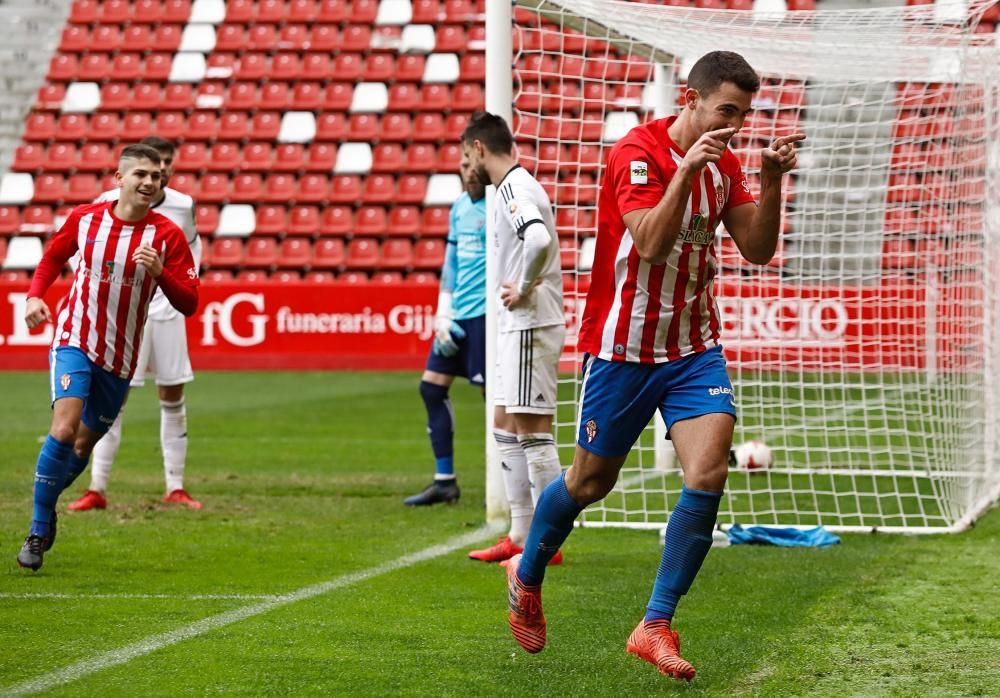 El partido entre el Sporting B y el Mirandés, en imágenes