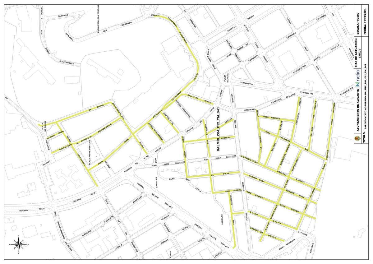 Mapa de la limpieza en Alicante: ¿cuántas veces se baldean las calles de mi barrio?