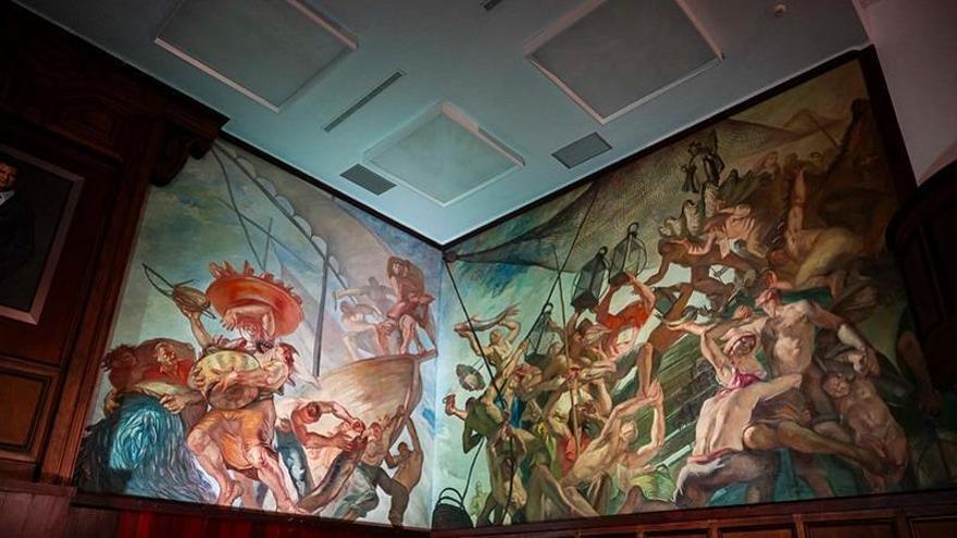 Fabio García desvela el mural más crítico de Jesús Arencibia en el Salón de Plenos del Cabildo