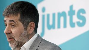 El secretario general de JxCat, Jordi Sànchez, durante una rueda de prensa en la sede del partido en Barcelona, el pasado 7 de mayo. 