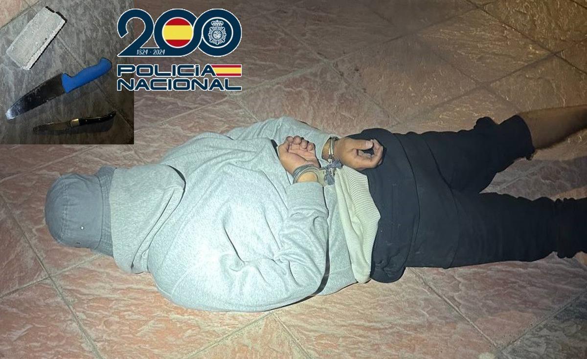Agentes de paisano adscritos al grupo Gotham de la Policía Nacional detuvieron al presunto autor de los hechos.