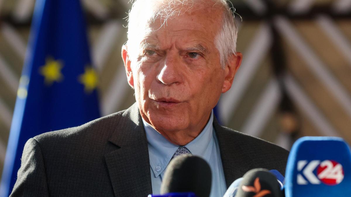 El alto representante de política exterior y seguridad de la UE, Josep Borrell, a su llegada al consejo de ministros de Exteriores de este jueves en Bruselas.