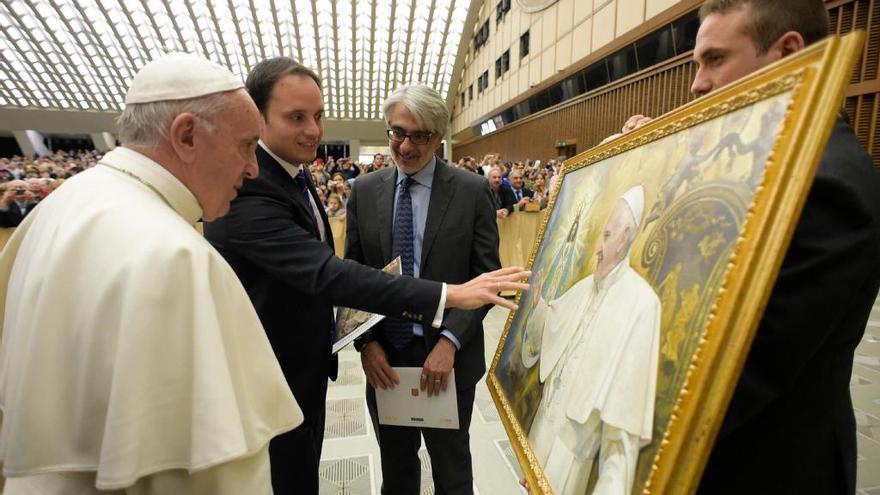 Una obra del Raúl Berzosa, en un sello para el Papa