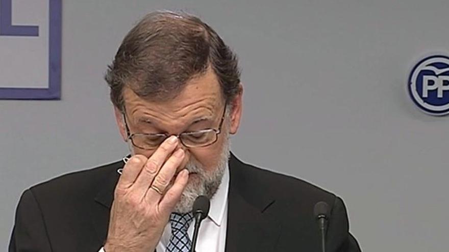 Mariano Rajoy, durante su renuncia.