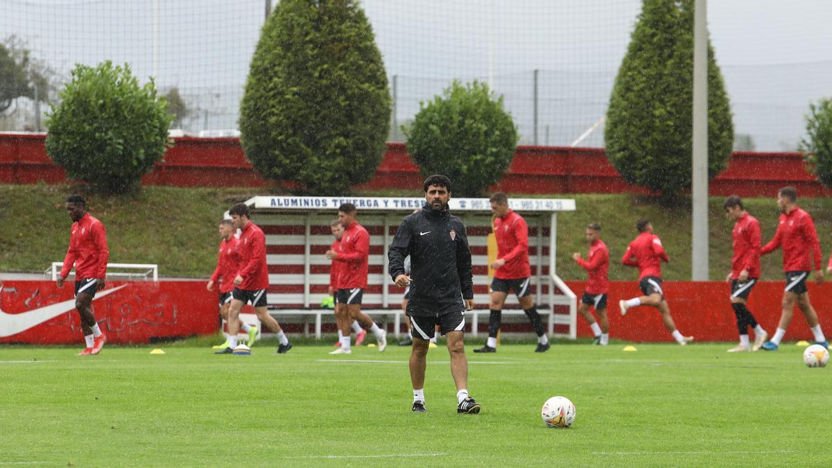 Un entrenamiento del Sporting esta semana