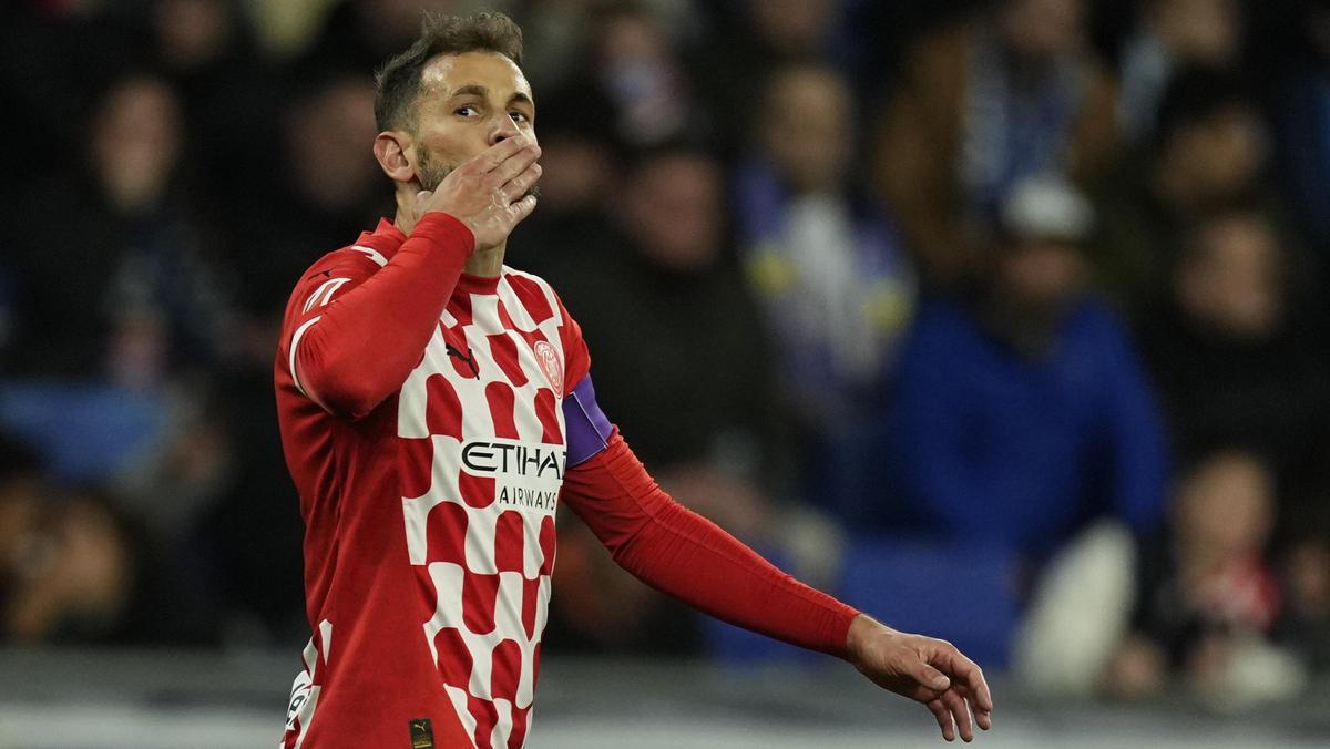 Stuani celebra su gol ante el Espanyol.