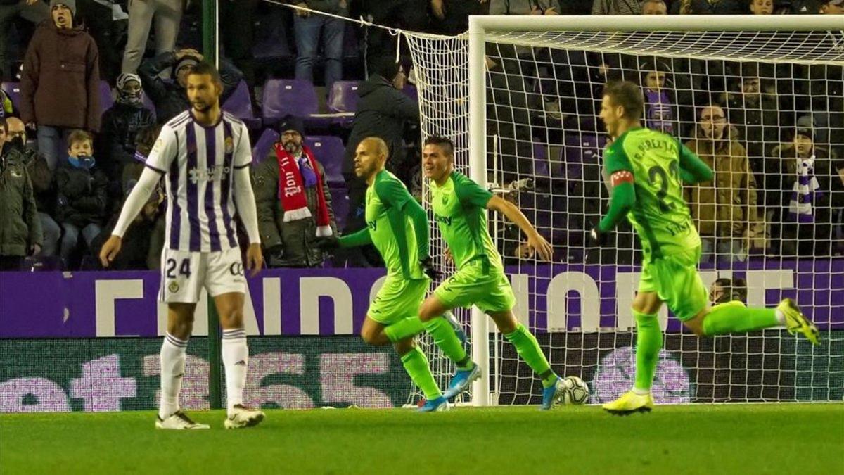 Los jugadores del Leganés celebran un gol