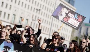 Manifestación en Madrid de funcionarios de prisiones por la muerte de Nuria López