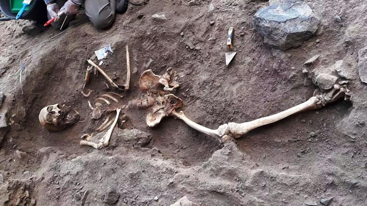 Imagen del esqueleto encontrado en la cueva de Punta de Caletones, en el municipio de Betancuria. | | LP/DLP