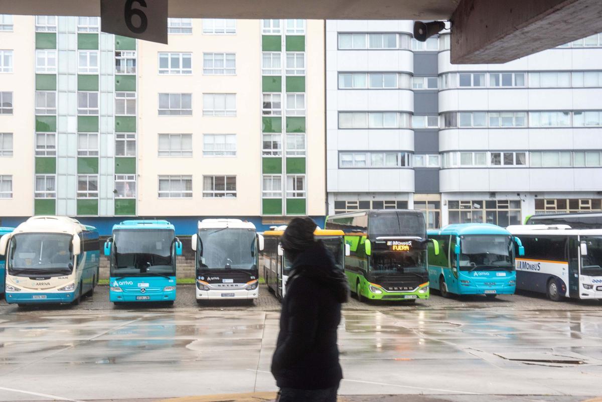 Huelga del transporte interurbano: otro día con los buses parados en la estación de A Coruña