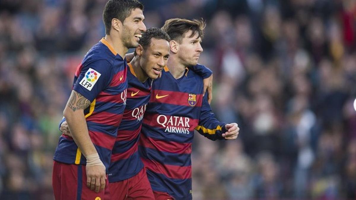 Los tres amigos, Suñarez, Neymar y Messi, ante la Real Sociedad.