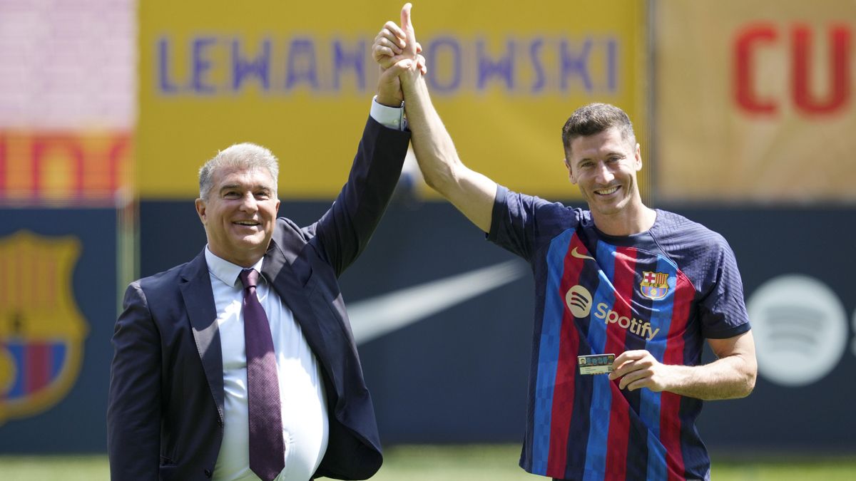 Joan Laporta y Robert Lewandowski.