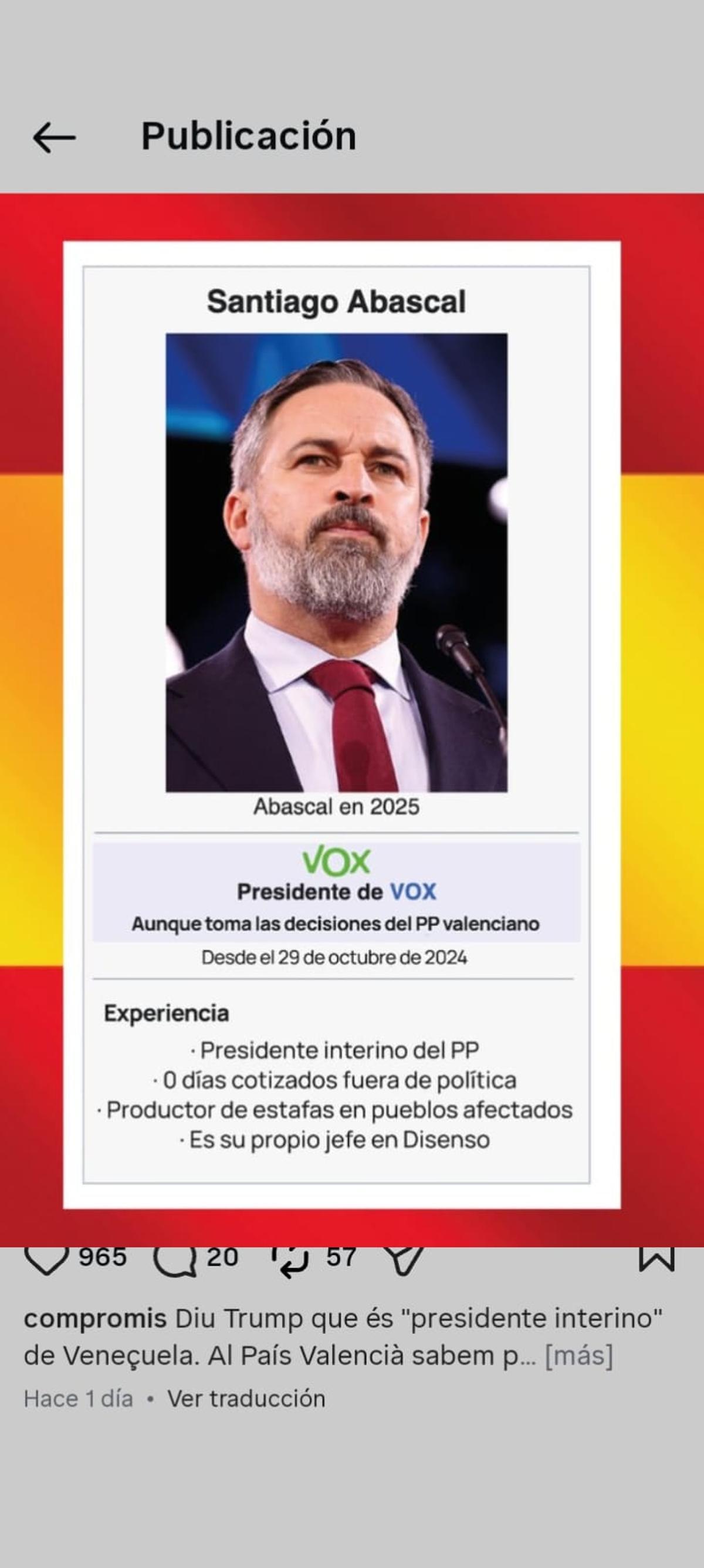 Santiago Abascal, en la campaña de Compromís.