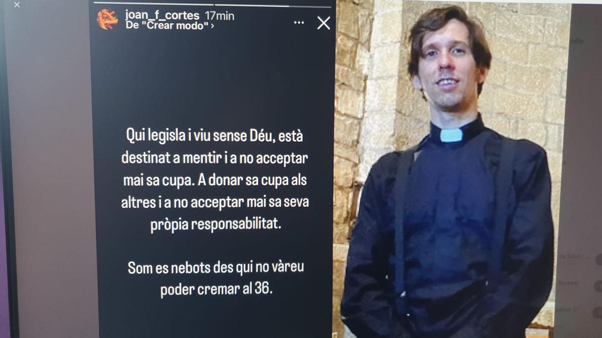 Polémica publicación del sacerdote en las redes sociales.