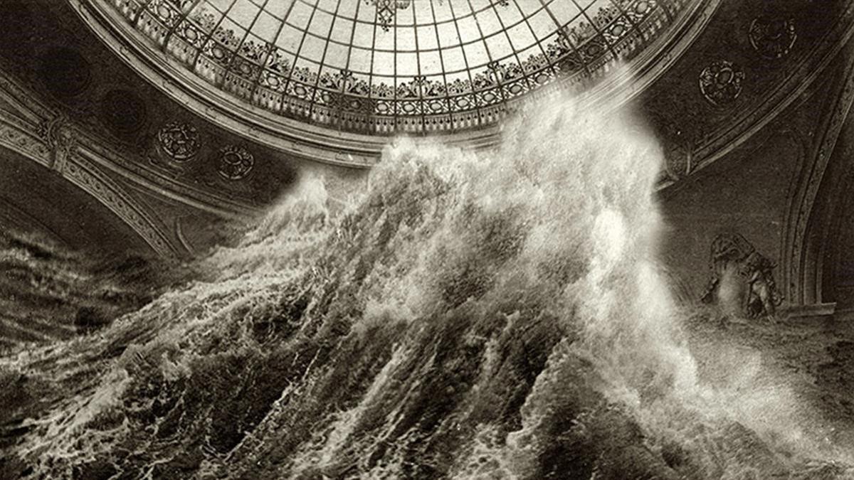 'Vientos tornados'. La ola desafía a la cúpula en un combate naturaleza-humanidad.