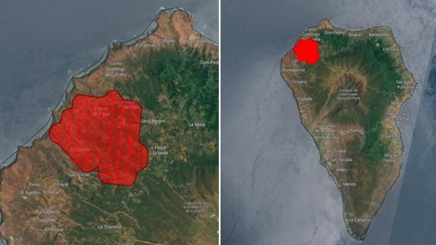 Imágenes del área afectada por el fuego captadas por el satélite europeo Copernicus