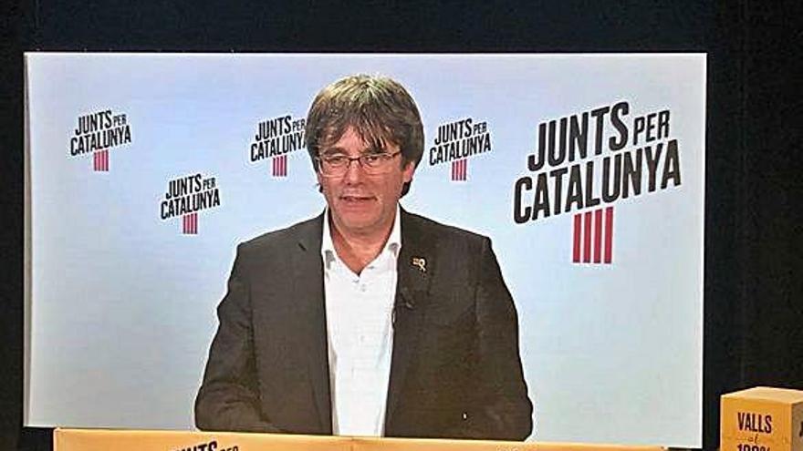 L&#039;expresident de la Generalitat Carles Puigdemont en un acte electoral