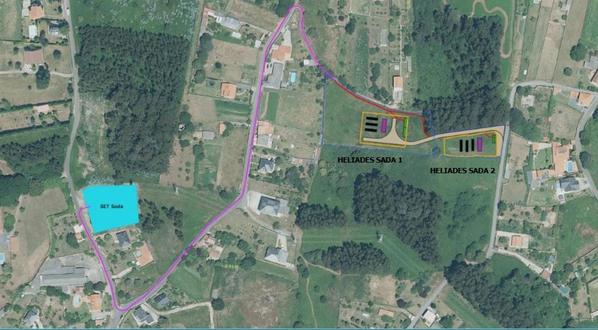 Emplazamiento de las instalaciones de almacenamiento de baterías en la aldea de O Vilar, en Meirás.